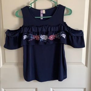 Francesca’s Alya NWT Cold Shoulder Navy Top